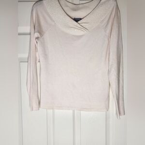 Ann Taylor MP Cream Beaded Collar  Lngslv SILK CASHMERE Blend Women’s Sweater